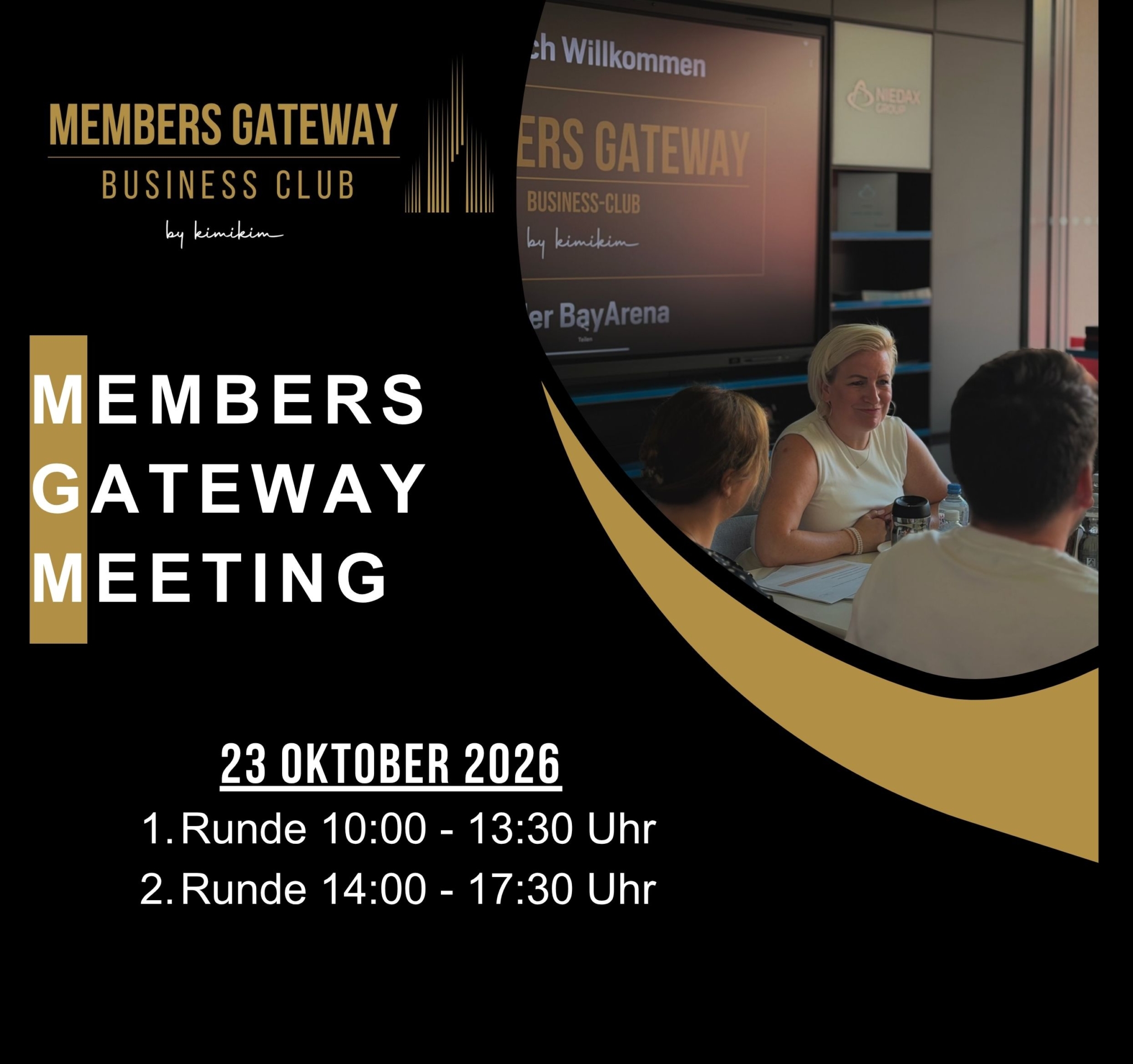 Flyer members gateway meeting schwarz gold