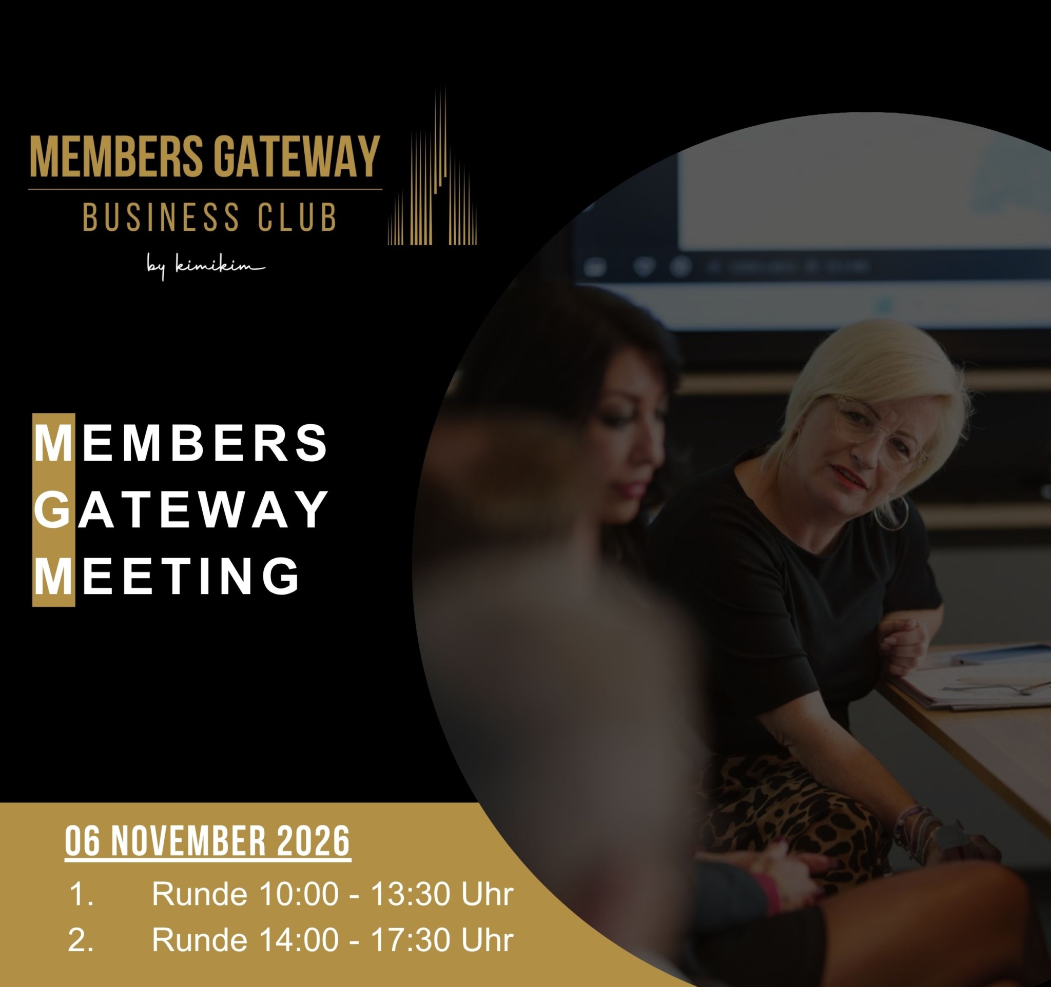 Flyer members gateway meeting schwarz gold